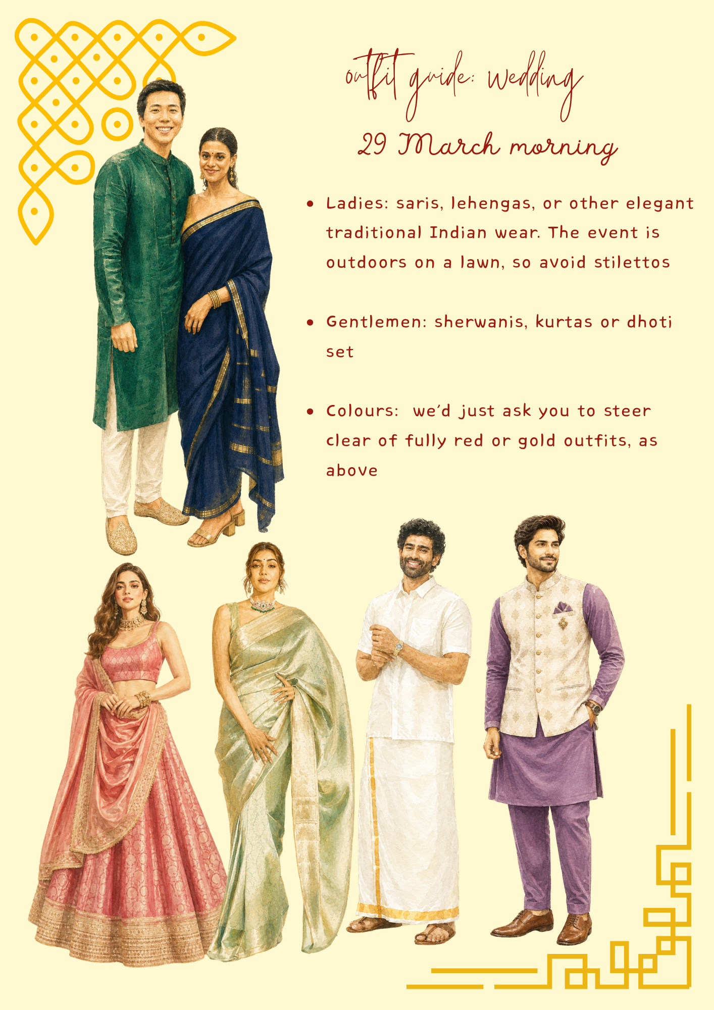 outfit guide: wedding, 29 march morning